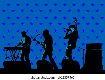 Musical group people in concert on stage