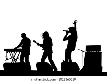 Musical group people in concert on stage