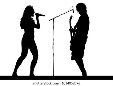 Musical group people in concert on stage