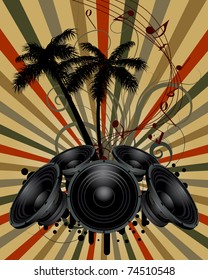 Musical grunge background. Vector illustration.