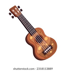 Musical guitar on white backdrop icon isolated