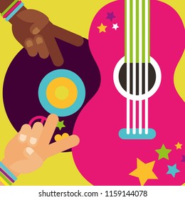 musical guitar vinyl disc hands peace love hippie free spirit