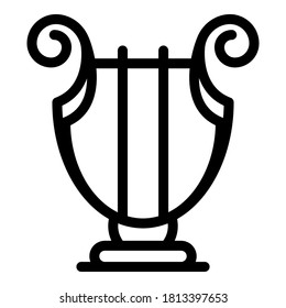 Musical harp icon. Outline musical harp vector icon for web design isolated on white background