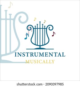 musical harp instrumental logo vector illustration template icon graphic design