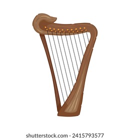 Musical harp on white background