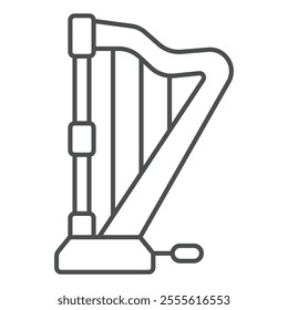 Musical harp with pedal isometric icon, music instruments concept. Vector graphics. Lyra strings sign on white background, outline style icon for mobile or web design