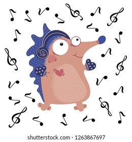 MUSICAL HEDGEHOG Funny Cartoon Animal Set