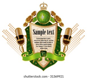 Musical heraldic shield with microphones