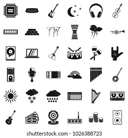 Musical holiday icons set. Simple set of 36 musical holiday vector icons for web isolated on white background