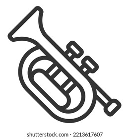 Musical horn - icon, illustration on white background, outline style