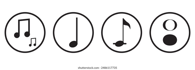 musical icon on white background, Music notes, song, melody or tune flat vector icon, Tone music icon design. Note music icon in trendy flat style design. song icons set, Music notes icons set.