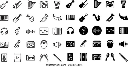 Musical icon set isolated on white background