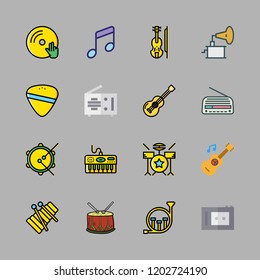 musical icon set. vector set about vinyl, radio, violin and phonograph icons set.