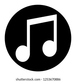 Musical icon vector on black circle. White background