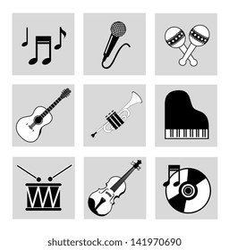 musical icons over white background vector illustration