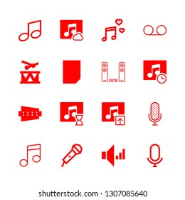 musical icons set with sound system, record and microphone vector set