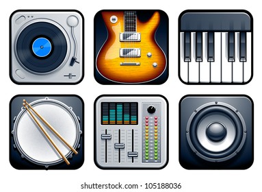 Musical icons vector set.