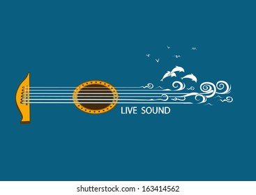Musical illustration with concept guitar and nature