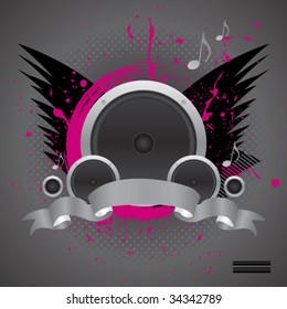 Musical Illustration with loudspeakers.