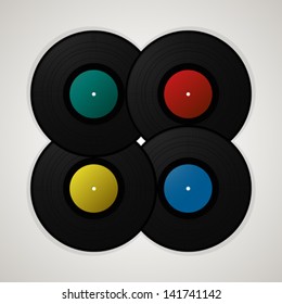 Musical info-graphic vector template with vintage vinyl disk