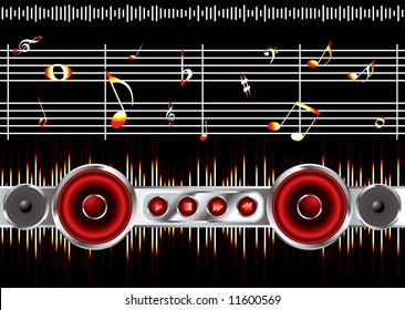 Musikalisch inspiriertes schwarzes Hintergrundbild mit Musik