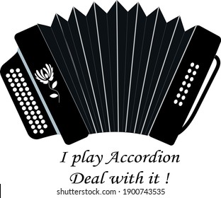 musical instrument accordion with folk flower