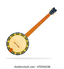 Musical instrument Banjo vector illustration isolated on a white background