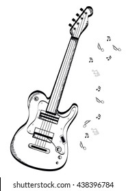 musical instrument Bas-guitar on white background. Vector illustration.