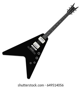 Musical instrument. Black electric guitar isolated on white background. Vector illustration