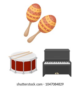 Musical instrument cartoon icons in set collection for design. String and Wind instrument vector symbol stock web illustration.