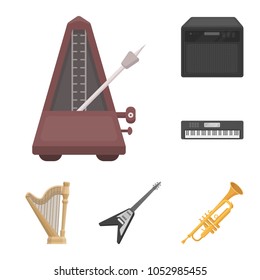 Musical instrument cartoon icons in set collection for design. String and Wind instrument vector symbol stock web illustration.
