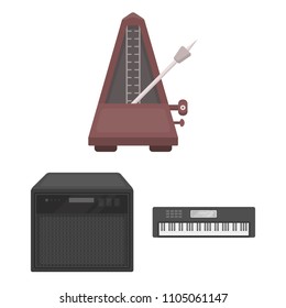 Musical instrument cartoon icons in set collection for design. String and Wind instrument vector symbol stock web illustration.