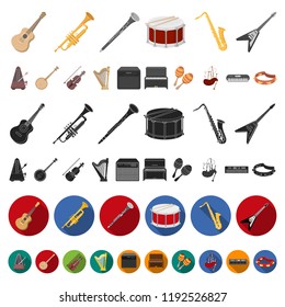 Musical instrument cartoon icons in set collection for design. String and Wind instrument vector symbol stock web illustration.