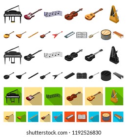 Musical instrument cartoon icons in set collection for design. String and Wind instrument isometric vector symbol stock web illustration.