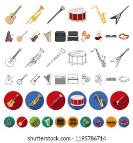 Musical instrument cartoon icons in set collection for design. String and Wind instrument vector symbol stock web illustration.