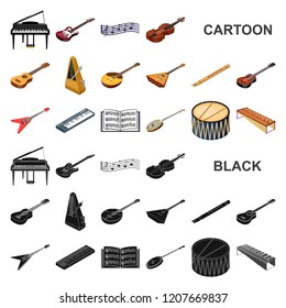 Musical instrument cartoon icons in set collection for design. String and Wind instrument isometric vector symbol stock web illustration.