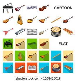 Musical instrument cartoon icons in set collection for design. String and Wind instrument isometric vector symbol stock web illustration.