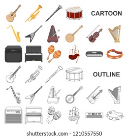 Musical instrument cartoon icons in set collection for design. String and Wind instrument vector symbol stock web illustration.