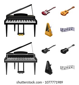 Musical instrument cartoon,black icons in set collection for design. String and Wind instrument isometric vector symbol stock web illustration.