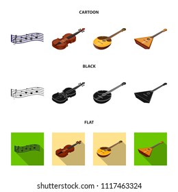 Musical instrument cartoon,black,flat icons in set collection for design. String and Wind instrument isometric vector symbol stock web illustration.