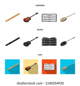 Musical instrument cartoon,black,flat icons in set collection for design. String and Wind instrument isometric vector symbol stock web illustration.