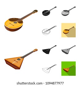 Musical instrument cartoon,black,flat,monochrome,outline icons in set collection for design. String and Wind instrument isometric vector symbol stock web illustration.