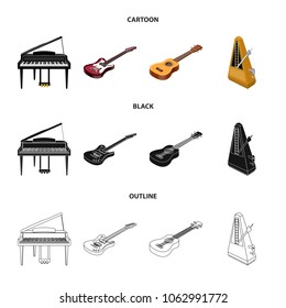 Musical instrument cartoon,black,outline icons in set collection for design. String and Wind instrument isometric vector symbol stock web illustration.