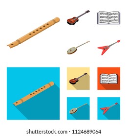 Musical instrument cartoon,flat icons in set collection for design. String and Wind instrument isometric vector symbol stock web illustration.