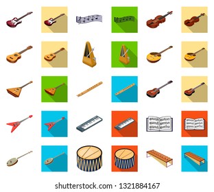Musical instrument cartoon,flat icons in set collection for design. String and Wind instrument isometric vector symbol stock web illustration.