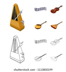 Musical instrument cartoon,outline icons in set collection for design. String and Wind instrument isometric vector symbol stock web illustration.