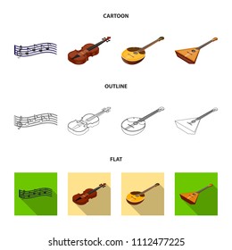 Musical instrument cartoon,outline,flat icons in set collection for design. String and Wind instrument isometric vector symbol stock web illustration.