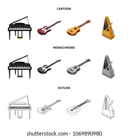 Musical instrument cartoon,outline,monochrome icons in set collection for design. String and Wind instrument isometric vector symbol stock web illustration.