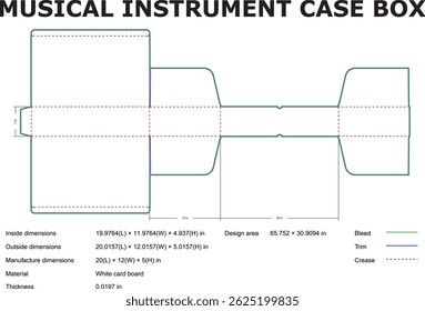 Musical Instrument Case Box Layout Template With Dimensions And Cut Lines