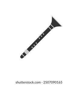 Musical instrument clarinet flat design vector illustration isolated on white background.